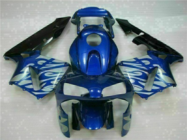 CBR 600 RR 03-04 Motorrad Verkleidungen - Blau mit silberner Flamme