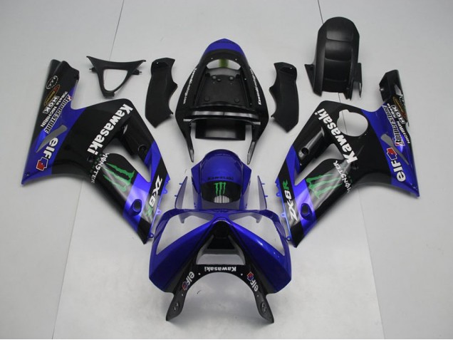 ZX6R 03-04 Motorrad Verkleidungen - Blau Monster