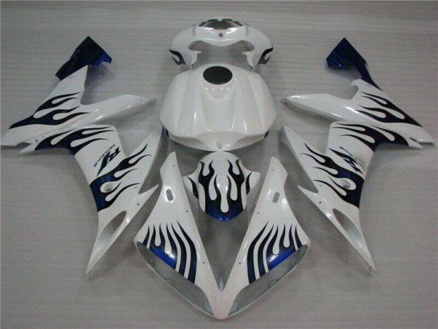 R1 04-06 Motorrad Verkleidungen - Weiß Blau Flamme R1 04-06 Motorrad Verkleidungen - Weiß Blau Flamme