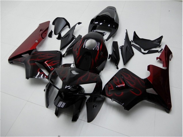 CBR 600 RR 05-06 Motorrad Verkleidungen - Rot Flamme Schwarz