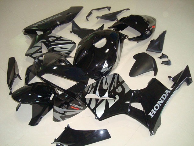 CBR 600 RR 05-06 Motorrad Verkleidungen - Schwarze Weiße Flamme