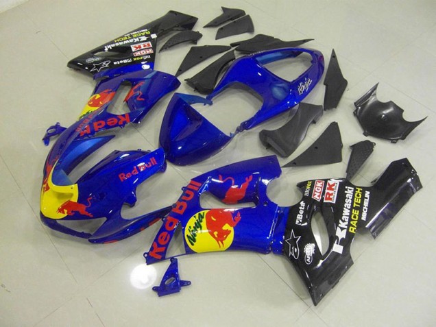 ZX6R 05-06 Motorrad Verkleidungen - Blau Rot Bull ZX6R 05-06 Motorrad Verkleidungen - Blau Rot Bull