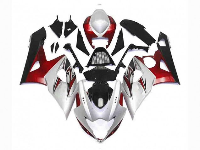 GSXR 1000 K5 05-06 Motorrad Verkleidungen - Silber Rot Schwarz GSXR 1000 K5 05-06 Motorrad Verkleidungen - Silber Rot Schwarz