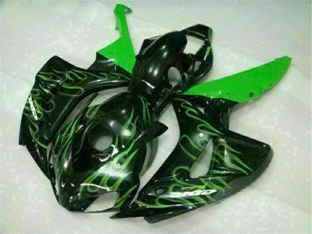 CBR 1000 RR 06-07 Motorrad Verkleidungen - Grüne Flamme Schwarz