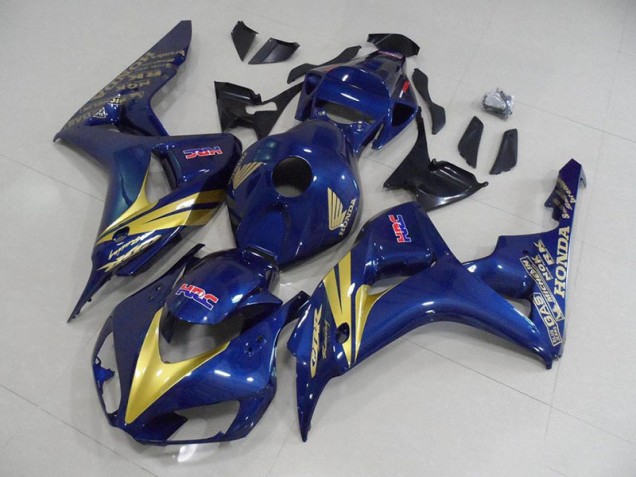 CBR 1000 RR 06-07 Motorrad Verkleidungen - Dunkel blau mit goldenen Streifen