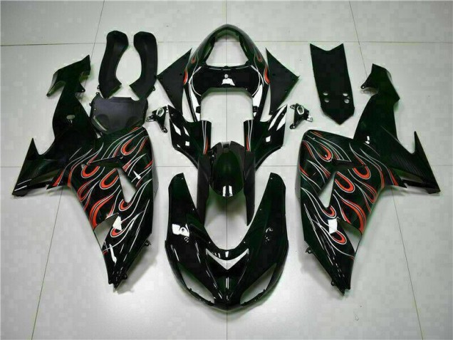 ZX10R 06-07 Motorrad Verkleidung - Schwarz rote Flamme ZX10R 06-07 Motorrad Verkleidung - Schwarz rote Flamme
