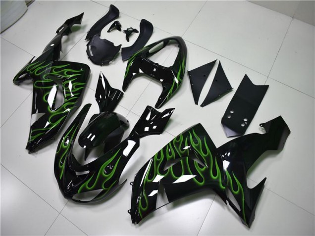 ZX10R 06-07 Motorrad Verkleidungen - Schwarze Grüne Flamme ZX10R 06-07 Motorrad Verkleidungen - Schwarze Grüne Flamme