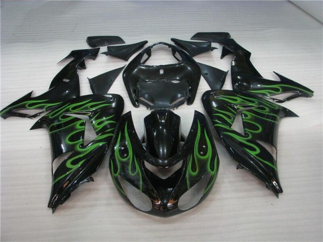 ZX10R 06-07 Motorrad Verkleidungen - Schwarze Grüne Flamme ZX10R 06-07 Motorrad Verkleidungen - Schwarze Grüne Flamme