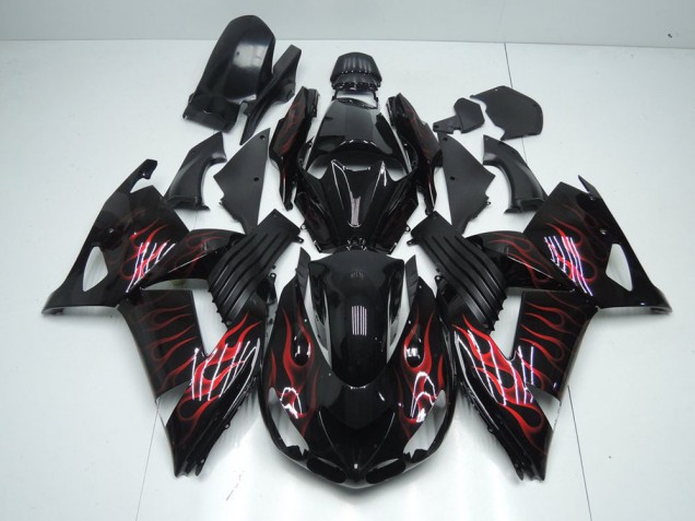 ZX14R ZZR 1400 06-11 Motorrad Verkleidungen - Rot Flamme