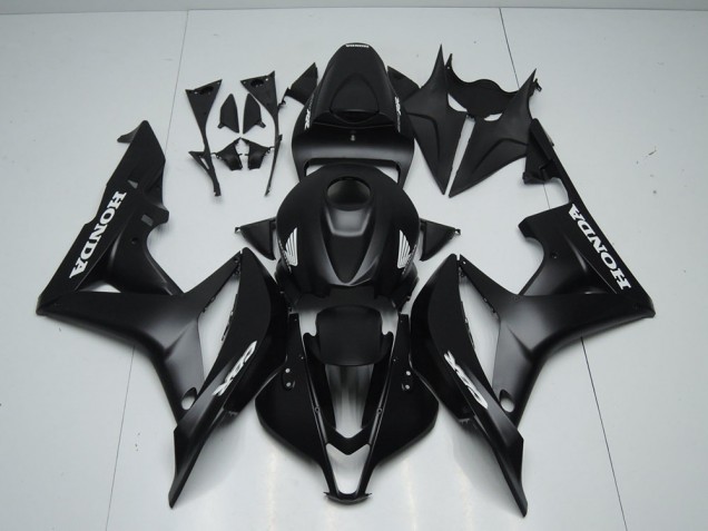 CBR 600 RR 07-08 Motorrad Verkleidungen - Matt Schwarz mit Weißem Aufkleber