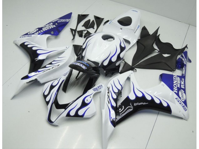 CBR 600 RR 07-08 Motorrad Verkleidungen - Weiß Blau Flamme CBR 600 RR 07-08 Motorrad Verkleidungen - Weiß Blau Flamme