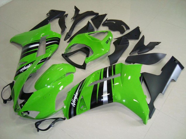 ZX6R 07-08 Motorrad Verkleidungen - Grüne und silberne Streifen ZX6R 07-08 Motorrad Verkleidungen - Grüne und silberne Streifen