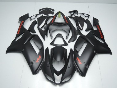 ZX6R 07-08 Motorrad Verkleidungen - Matt Schwarz mit rotem Aufkleber