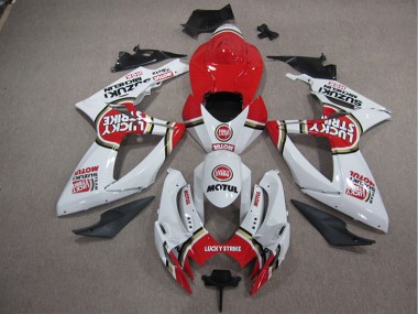GSXR 1000 K5 05-06 Motorrad Verkleidungen - Weiß Lucky Strike Rot Motul
