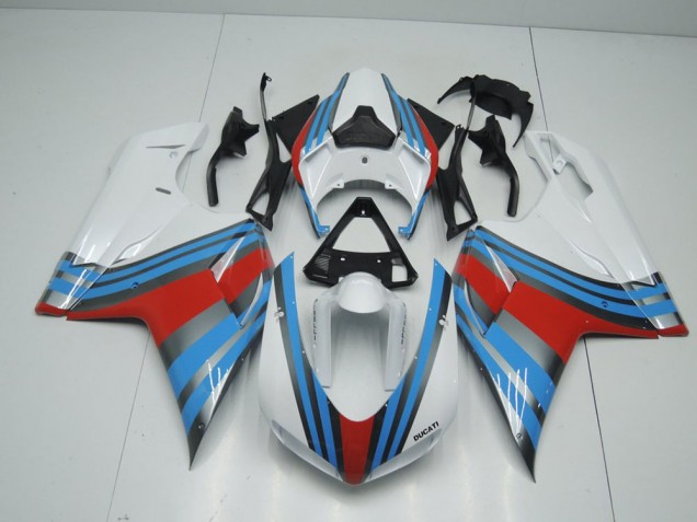 Ducati 848 1098 1198 07-14 Motorrad Verkleidungen - Blau Weiß Rot Ducati 848 1098 1198 07-14 Motorrad Verkleidungen - Blau Weiß Rot