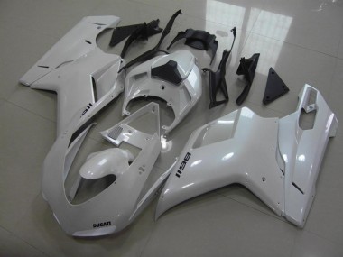 Ducati 848 1098 1198 07-14 Motorrad Verkleidungen - BirnenWeiß, schwarze Aufkleber