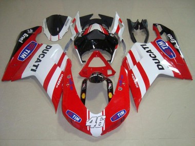 Ducati 848 1098 1198 07-14 Motorrad Verkleidungen - Rot Weiß 46