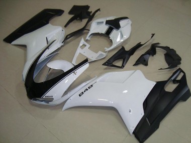 Ducati 848 1098 1198 07-14 Motorrad Verkleidungen - Weiß Matt Schwarz
