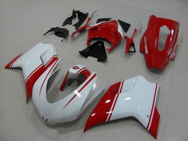 Ducati 848 1098 1198 07-14 Motorrad Verkleidungen - Weiß Und Rot Rennen Version