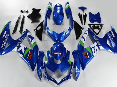 GSXR 600 / 750 K8 08-10 Motorrad Verkleidungen - Blau Weiß Grün