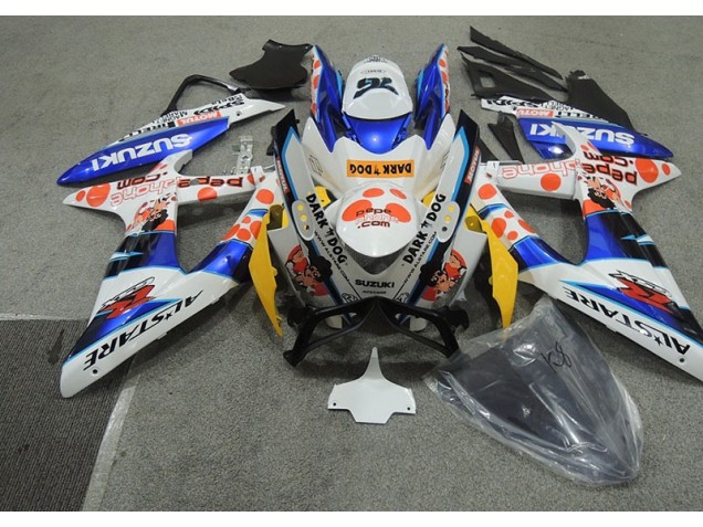 GSXR 600 K8 08-10 Motorrad Verkleidungen - Weiß Blau Dunkel Hund GSXR 600 K8 08-10 Motorrad Verkleidungen - Weiß Blau Dunkel Hund