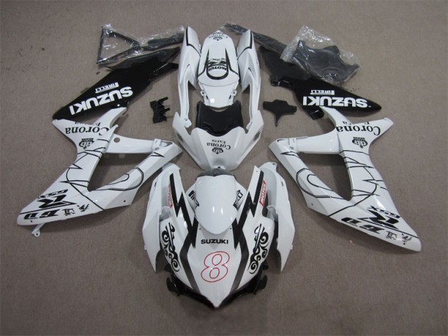 GSXR 600 K8 08-10 Motorrad Verkleidungen - Weiß Schwarz Corona Extra Motul 8 GSXR 600 K8 08-10 Motorrad Verkleidungen - Weiß Schwarz Corona Extra Motul 8