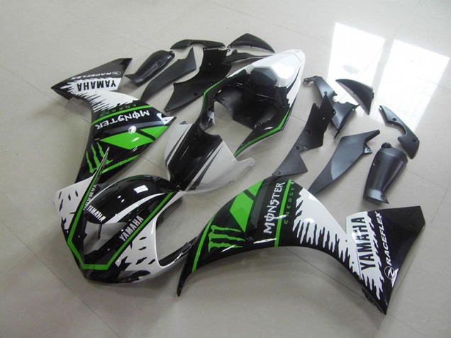 R1 09-11 Motorrad Verkleidungen - Weiß Grün Monster R1 09-11 Motorrad Verkleidungen - Weiß Grün Monster