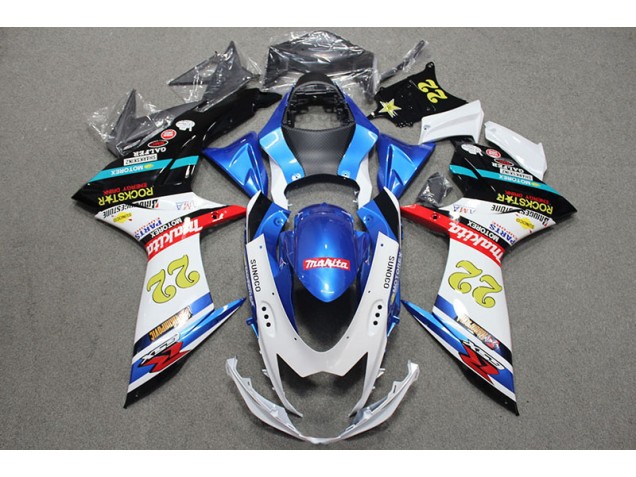 GSXR 600 K11 11-24 Motorrad Verkleidungen - Blau Weiß Rot Rockstar 22
