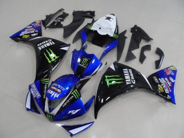 R1 12-14 Motorrad Verkleidung - BlauSchwarz Monster