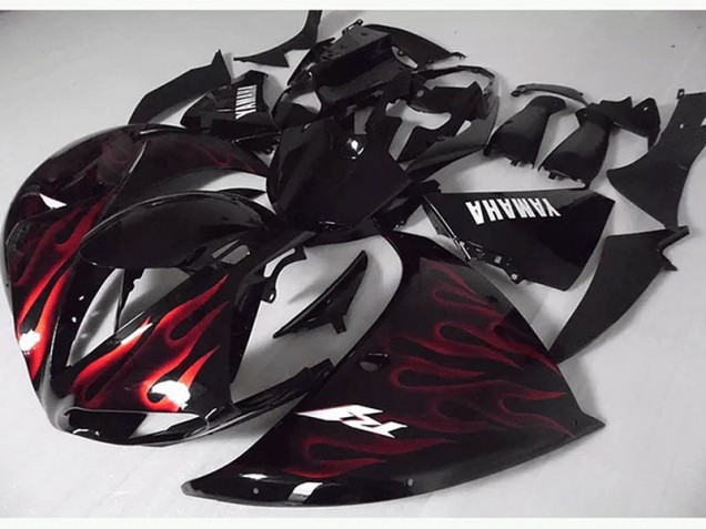 R1 12-14 Motorrad Verkleidungen - Rote Schwarz Flamme R1 12-14 Motorrad Verkleidungen - Rote Schwarz Flamme