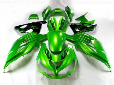 ZX14R ZZR 1400 12-21 Motorrad Verkleidungen - Grün Schwarz